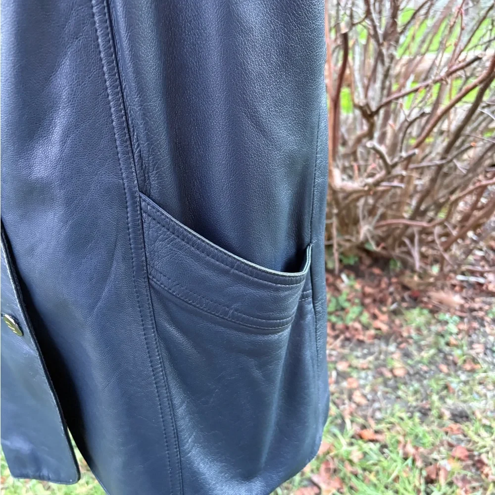 Vintage Mary Laurens genuine leather blazer in a rich deep blue tone. Sz M - Picture 7 of 11
